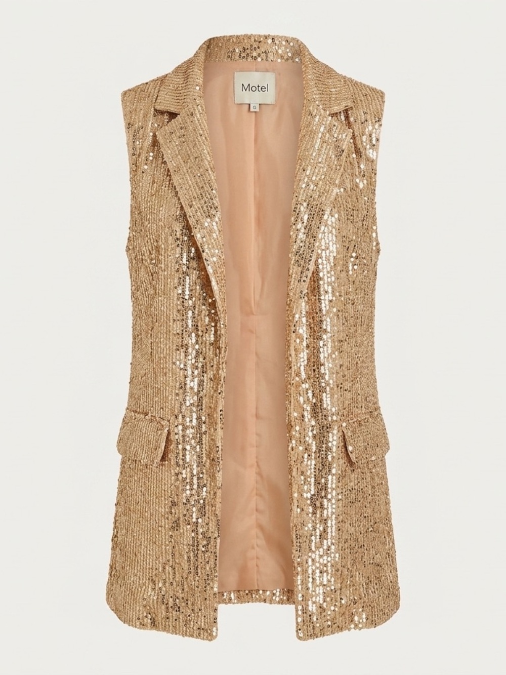 Motel Rocks Gold Sequin Sleeveless Blazer Vest